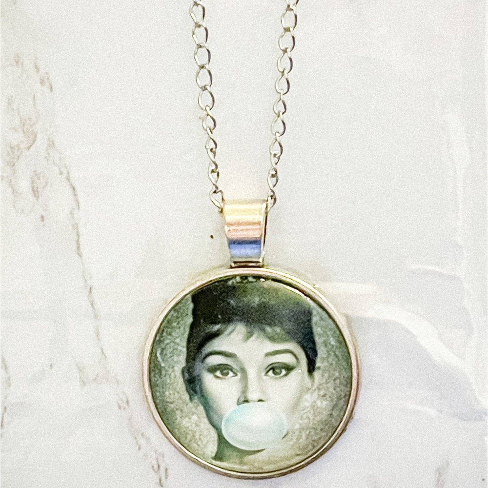 Audrey Hepburn Bubblegum Pendant Necklace